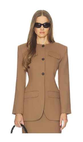 Wool Blend Suiting Jacket With Bows in Brown. - size L (also in M, XS, XXS) - Helsa - Modalova