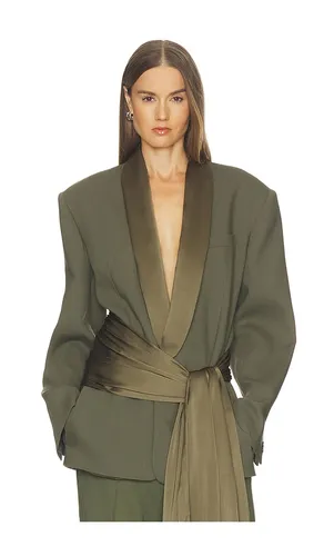 Wool Blend Longline Suiting Blazer in Green. - size L (also in M, S, XL, XS, XXS) - Helsa - Modalova