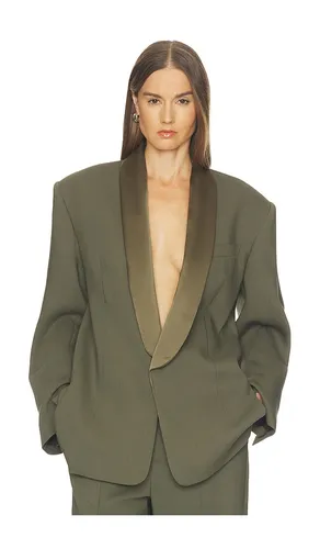 Wool Blend Longline Suiting Blazer in Green. - size M (also in XL) - Helsa - Modalova