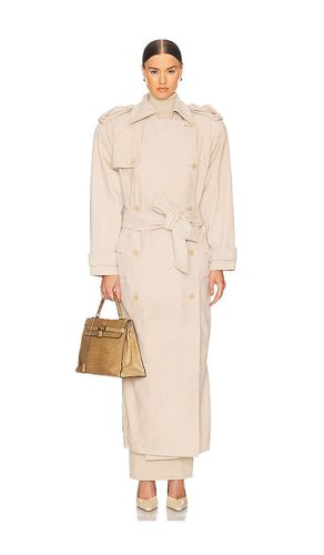 Suede Trench Coat in Neutral. - size L (also in M, S, XL, XS) - Helsa - Modalova