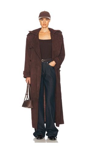 Suede Trench Coat in Brown. - size L (also in M, S, XL) - Helsa - Modalova