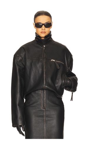 The Leather Oversized Moto Jacket in Black. - size L (also in M, XL) - Helsa - Modalova