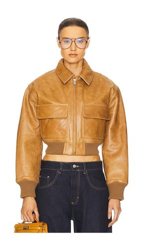 The Leather Bomber Jacket in Tan. - size L (also in M, S, XL) - Helsa - Modalova