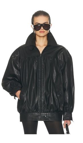The Shirred Oversized Leather Jacket in . - size L (also in M, S, XL, XS, XXS) - Helsa - Modalova