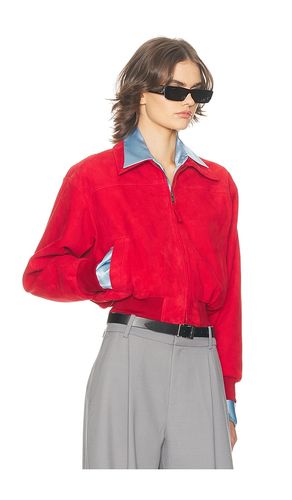 The Suede Zip Bomber in Red. - size L (also in M, S, XL, XS) - Helsa - Modalova