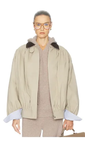 The Shirred Bomber Jacket With Corduroy Collar in Taupe. - size L (also in M, XL) - Helsa - Modalova