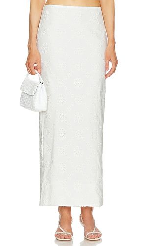 Eyelet Column Midi Skirt in White. - size L (also in M, S, XL, XS) - Helsa - Modalova