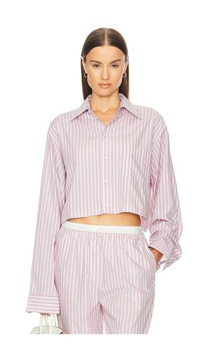 Wide Stripe Poplin Cropped Shirt in Mauve. - size L (also in M, S, XL, XS, XXS) - Helsa - Modalova