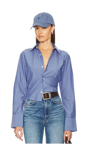 Pinstripe Poplin Fitted Shirt in Blue. - size M (also in S) - Helsa - Modalova