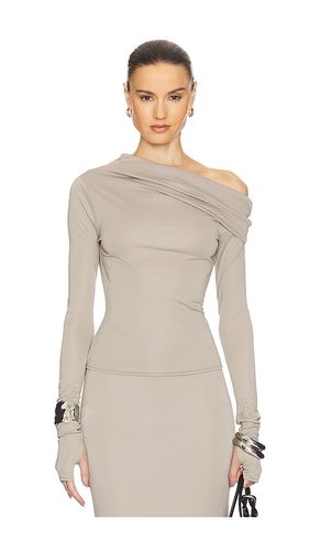 Matte jersey drape shoulder top en color gris talla L en - Grey. Talla L (también en M, S) - Helsa - Modalova