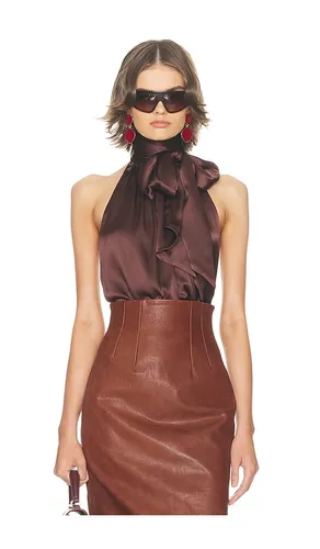 Silk Charmeuse Halter Top in Chocolate. - size L (also in M) - Helsa - Modalova