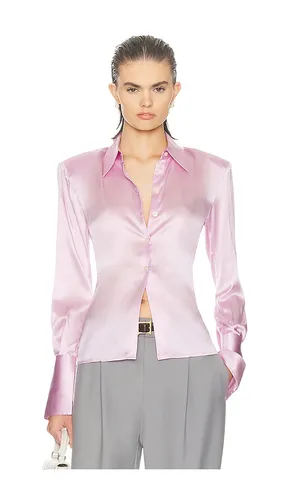 The Silk Charmeuse Shirt in Pink. - size L (also in S, XS) - Helsa - Modalova