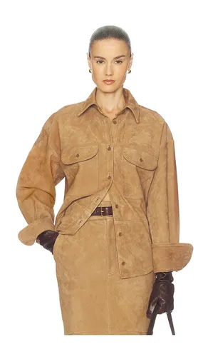 Suede Overshirt in Tan. - size L (also in M) - Helsa - Modalova