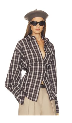 Waisted Button Down Shirt in Plaid in Brown. - size L (also in M, S, XL, XS, XXS) - Helsa - Modalova