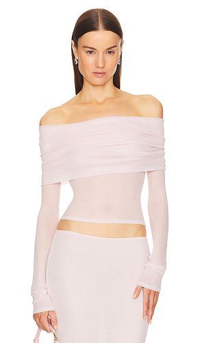 Sheer Knit Off The Shoulder Top in Blush. - size L (also in M) - Helsa - Modalova