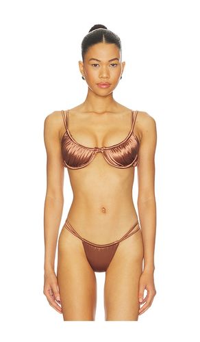 Twisted Bikini Top in Metallic Bronze. - size L (also in M, S, XS) - ISA BOULDER - Modalova