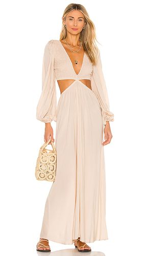 Julie Solid Ruched Bodice Cutaway Maxi Dress in Beige. - size S (also in L, XS) - Indah - Modalova