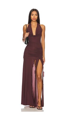 Vestido de malla con escote halter jlo en color vino talla M en - Wine. Talla M (también en L, S, XL, XS) - Indah - Modalova