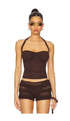 Kora Solid Tiny Sleeve Coco Tee in Brown. - size L (also in M, S, XS) - Indah - Modalova