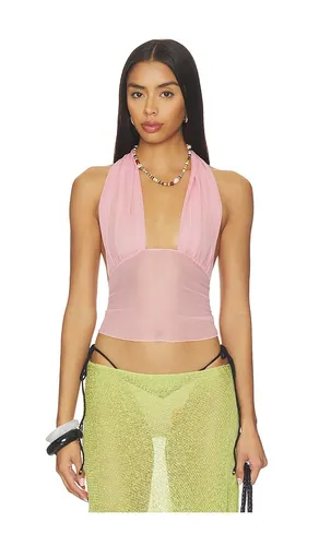 Gisela Solid Gathered Tie-back Halter Top in . Size L. Also in M, XS - Indah - Modalova