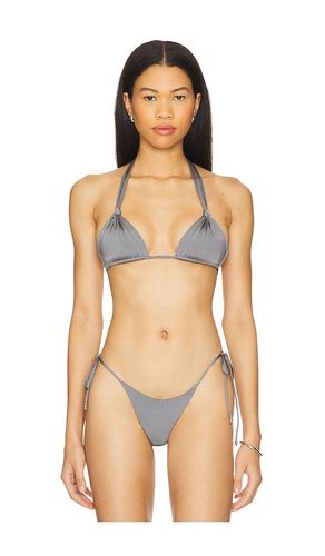 September Solid Cinch Triangle Bikini Top in Grey. - size S (also in XS) - Indah - Modalova