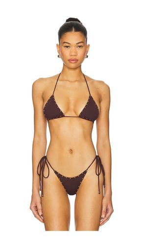 Loretta Printed Triangle Bikini Top in Brown. - size M (also in S, XS) - Indah - Modalova