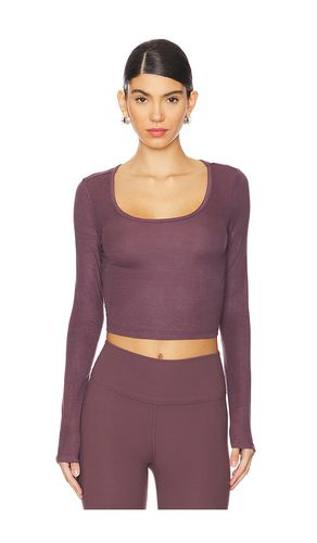 Long Sleeve Cropped Scoop Neck Top in Plum. - size L (also in M, S, XL, XS) - IVL Collective - Modalova