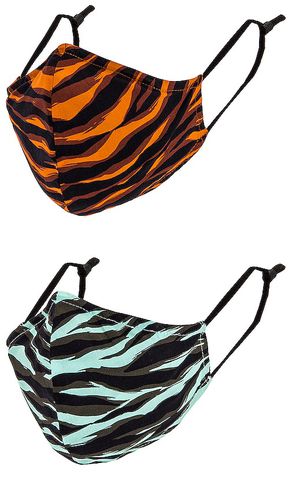 Printed Cotton Pack of 2 Masks in Blue,Orange - JONATHAN SIMKHAI STANDARD - Modalova