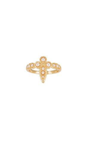 Athena Cross Ring in Metallic Gold. - size 6 (also in 7, 8) - Joy Dravecky Jewelry - Modalova