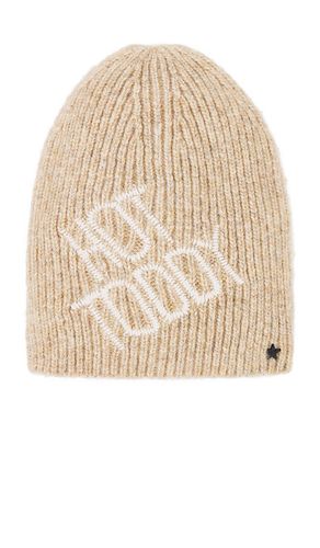 Rib Knit Hat With Embroidery in Tan - jocelyn - Modalova