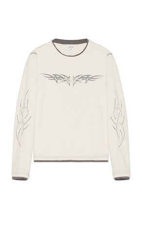 Waffle Tribal Applique Long Sleeve Tee in White. - size L (also in M, S, XL) - Jaded London - Modalova