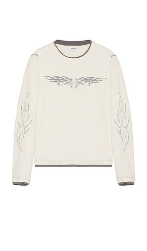 Waffle Tribal Applique Long Sleeve Tee in White. - size M (also in XL) - Jaded London - Modalova