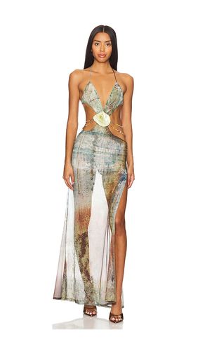 Vida Backless Maxi Dress With Shell Trim in Green. - size L (also in M, S) - Jaded London - Modalova