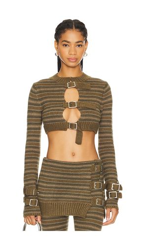 Cropped Knitted Stripe Top in Army. - size L (also in M, S, XL, XS) - Jaded London - Modalova