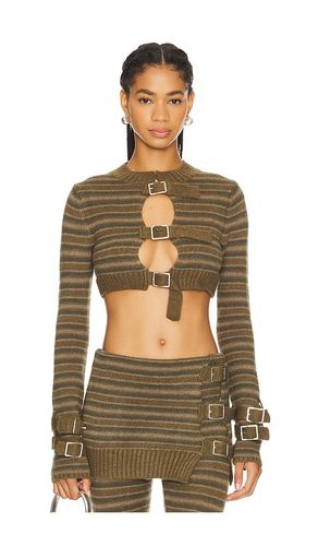 Cropped Knitted Stripe Top in Army. - size XL (also in XS) - Jaded London - Modalova