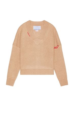 Logo Boxy V Neck Knit Sweater in Tan. - size L (also in M, S, XL/1X) - Jungles - Modalova