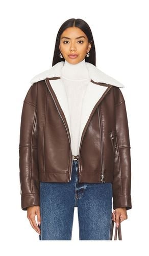 Nyx Faux Leather Sherpa Moto Jacket in Brown. - size L (also in M, S) - SIMKHAI - Modalova