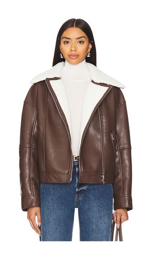 Nyx Faux Leather Sherpa Moto Jacket in Brown. - size L (also in M, S, XS) - SIMKHAI - Modalova