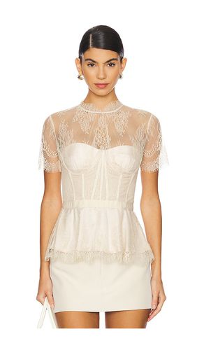 Kehlani Lace Short Sleeve Bustier Top in Ivory. - size 0 (also in 2) - SIMKHAI - Modalova