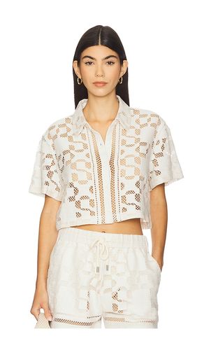 Makaia Cropped Short Sleeve Button Down Shirt in Ivory. - size L (also in XS) - SIMKHAI - Modalova