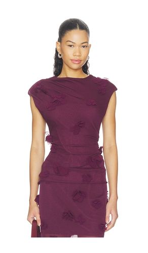 Tessa Short Sleeve Floral Applique Top in Wine. - size S (also in XS) - SIMKHAI - Modalova