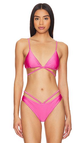 Harlen Tie Front Bikini Top in Pink. - size L (also in M, S, XS) - SIMKHAI - Modalova