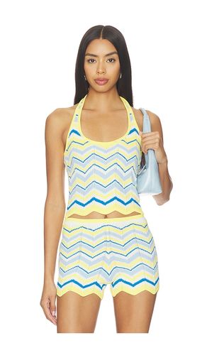 Chevron Knit Halter Tank Top in Yellow, Blue. - size M (also in XL) - Kulani Kinis - Modalova