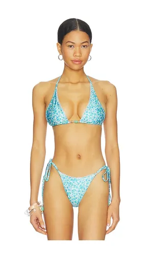 Decorative Bind Halter Bikini Top in Blue,White. - size S (also in XS, M) - Kulani Kinis - Modalova