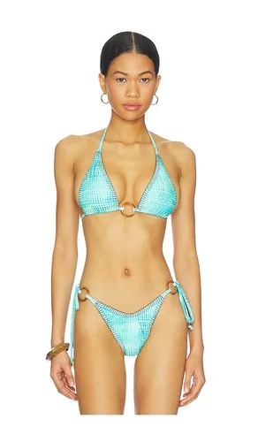 Lace Stitch Ring Halter Bikini Top in Teal. - size M (also in S) - Kulani Kinis - Modalova