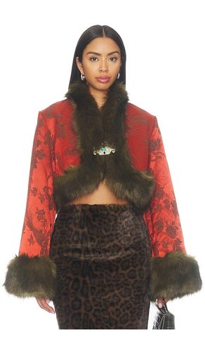 Moon Silk Brocade Cropped Jacket in Red. - size L (also in M, S) - Kim Shui - Modalova