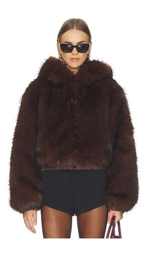 Hooded Faux Fur Jacket in Chocolate. - size L (also in M, S, XS) - Kim Shui - Modalova