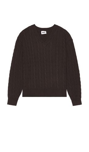 Cable Knit V-neck Sweater in Brown. - size L (also in M, S, XL/1X) - KROST - Modalova