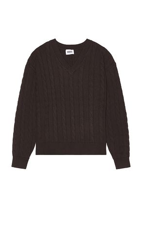 Cable Knit V-neck Sweater in Brown. - size L (also in S, XL/1X) - KROST - Modalova