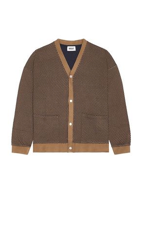 Chevron Jacquard Knit Cardigan in Tan. - size L (also in M) - KROST - Modalova